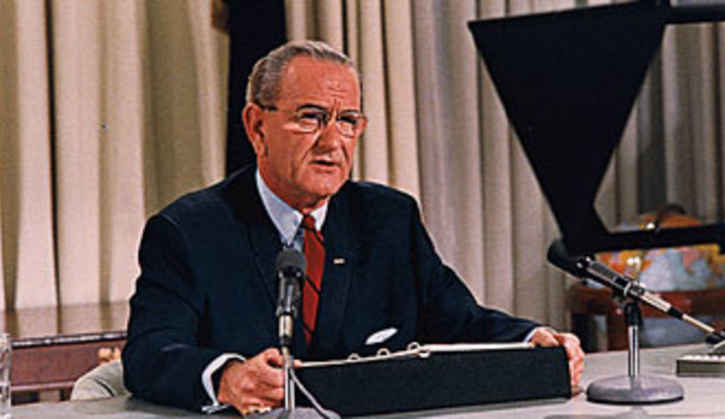 Lyndon Johnson making a televised address