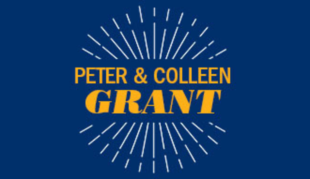 Peter & Colleen Grant's names on a blue background