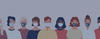 Drawing of people with medical masks
