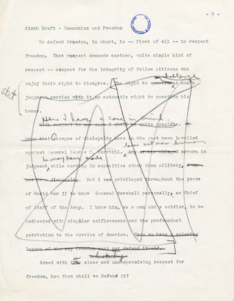 edited page of Eisenhower speech draft