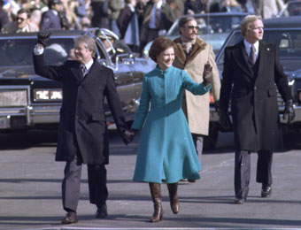 Jimmy Carter walking during inaugural parade