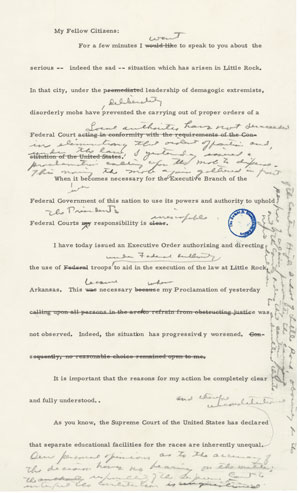 first page of Eisenhower speech on Central High situation