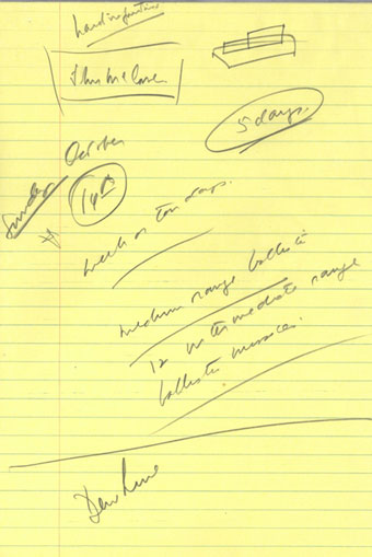 John Kennedy's handwritten note on a yellow legal pad