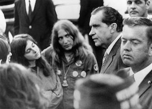 Nixon meeting with Vietnam War Protestors at Lincoln Memorial