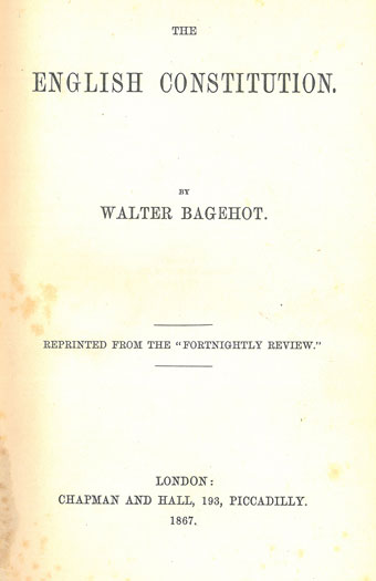 Title page of Walter Bagehot's "The English Constitution"