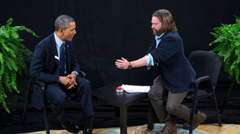 President Obama between two ferns