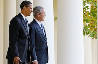 Barack Obama and George W. Bush