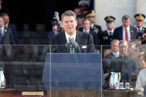 President Reagan delivering speech
