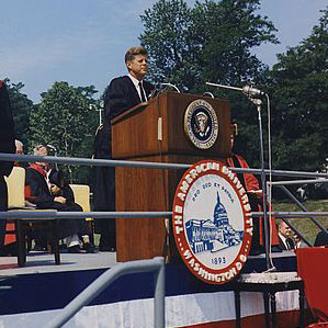 JFK at the podium