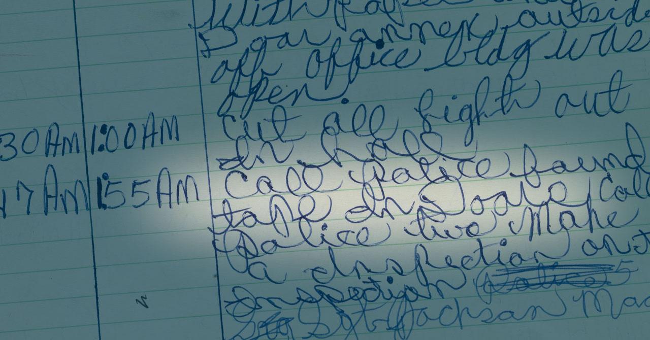 A page from the logbook of the watergate guard