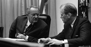 President Lyndon Johnson and Representative Gerald Ford