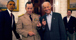 President Barack Obama, Chairman of the Joint Chiefs of Staff Mike Mullen, and Vice President Joe Biden