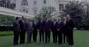 President Lyndon B. Johnson with Senate Democratic Leadership and Democratic Members of Senate Finance Committee