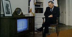 LBJ watching the launch of Gemini III
