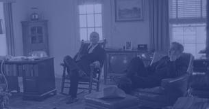 LBJ and Eugene McCarthy relaxing at the LBJ Ranch