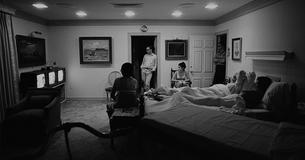 The Johnson family watching the 1968 Democratic convention on television