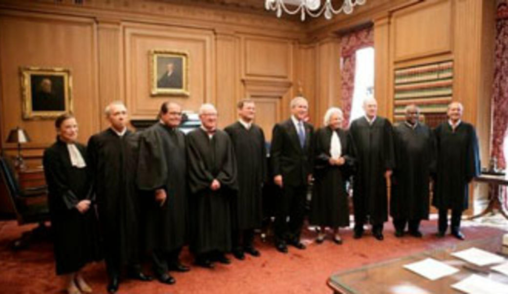 Bush with Supreme Court justices in 2005