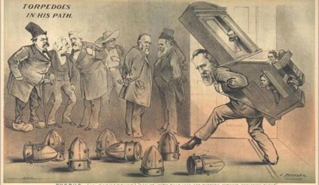 Political cartoon with Rutherford Hayes