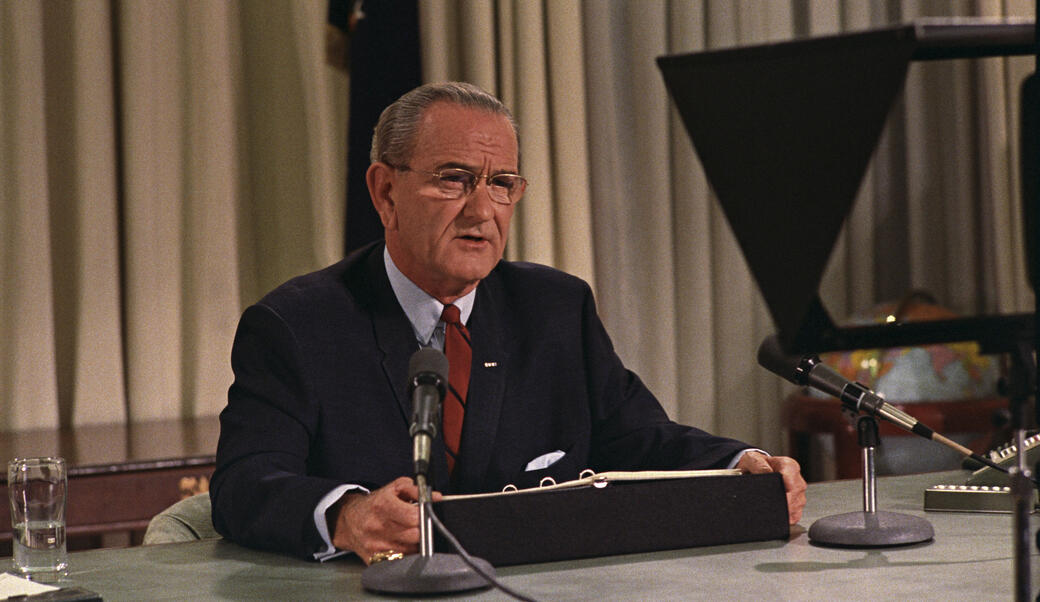 Lyndon Johnson making a speech