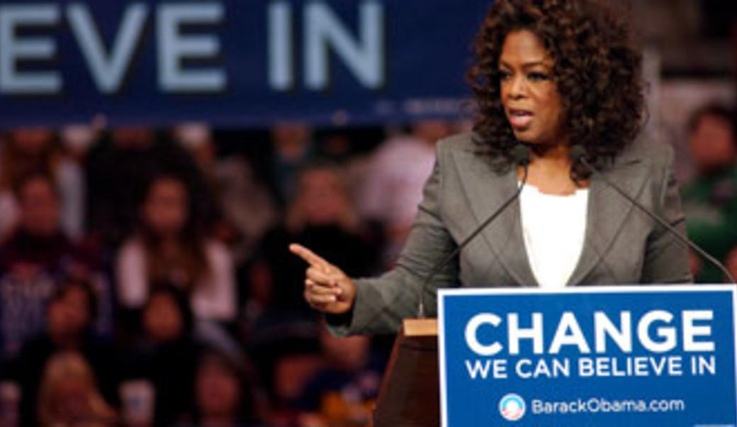 Oprah campaigning for Obama