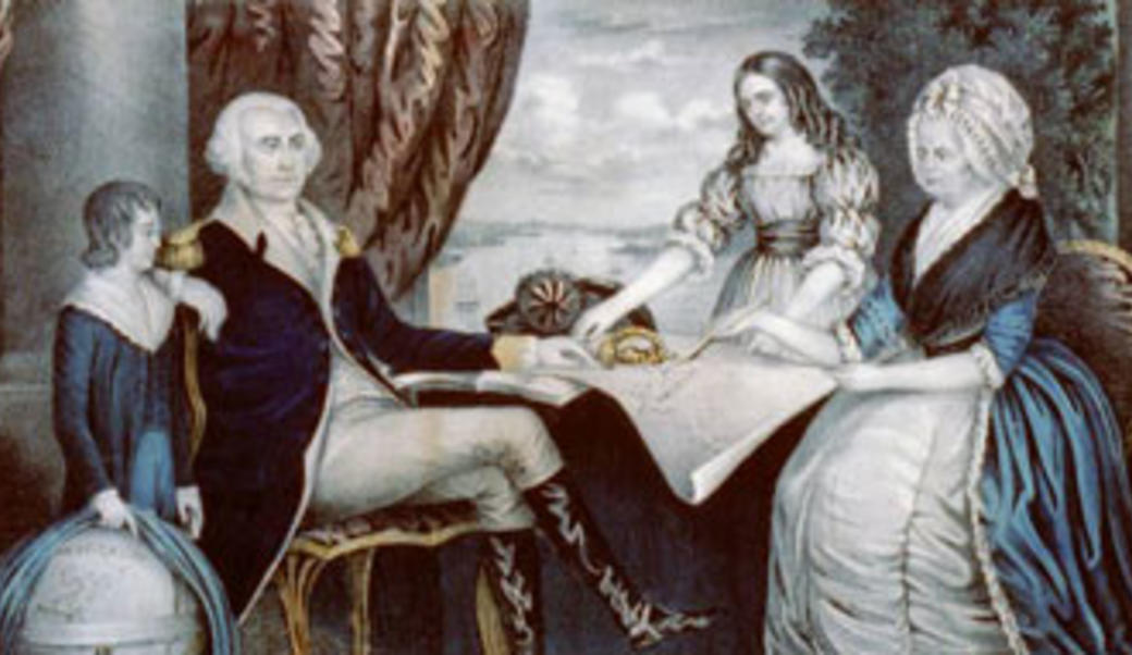 drawing of George Washington and family