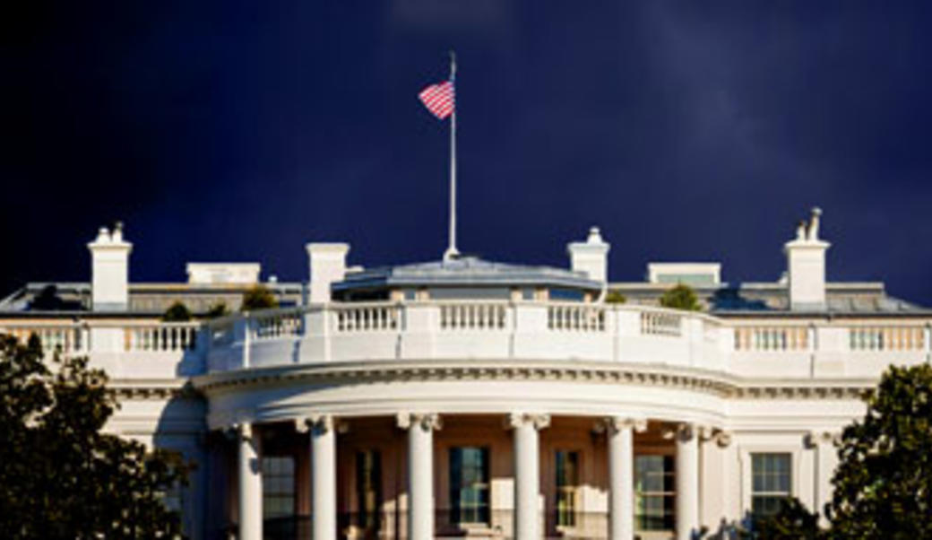 The White House in storm clouds