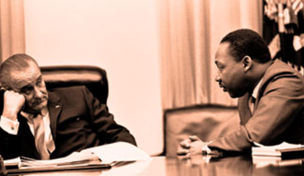 Lindon Johnson and Martin Luther King Jr., orange tint