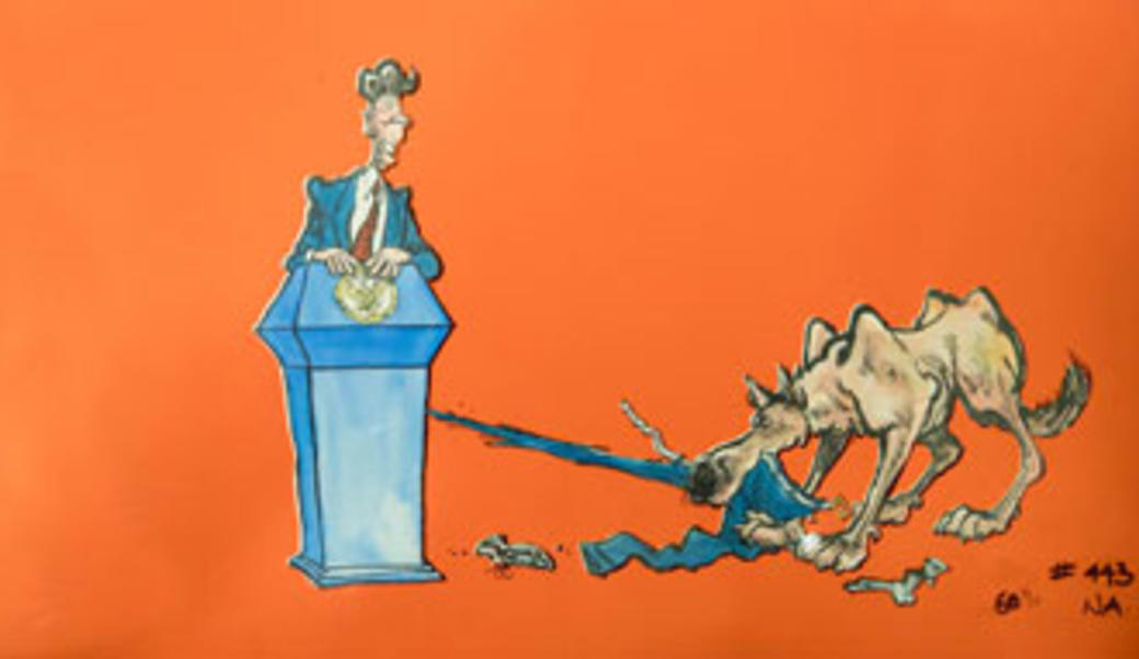 Oliphant cartoon of President Reagan