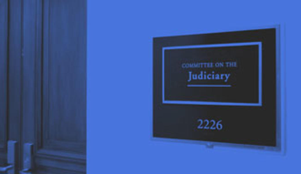 Sign on Capitol Hill that says "Committee on the Judiciary"