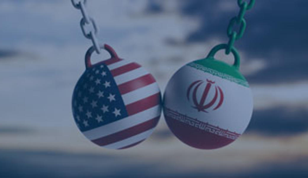 iran and us as balls on a chain