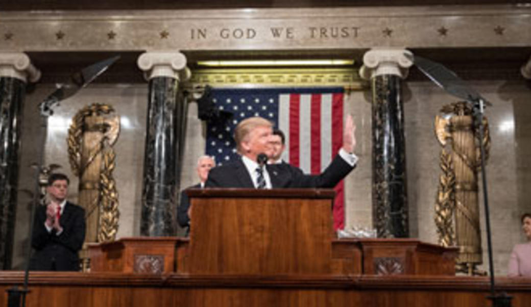 Donald Trump at state of the union speech in 2017