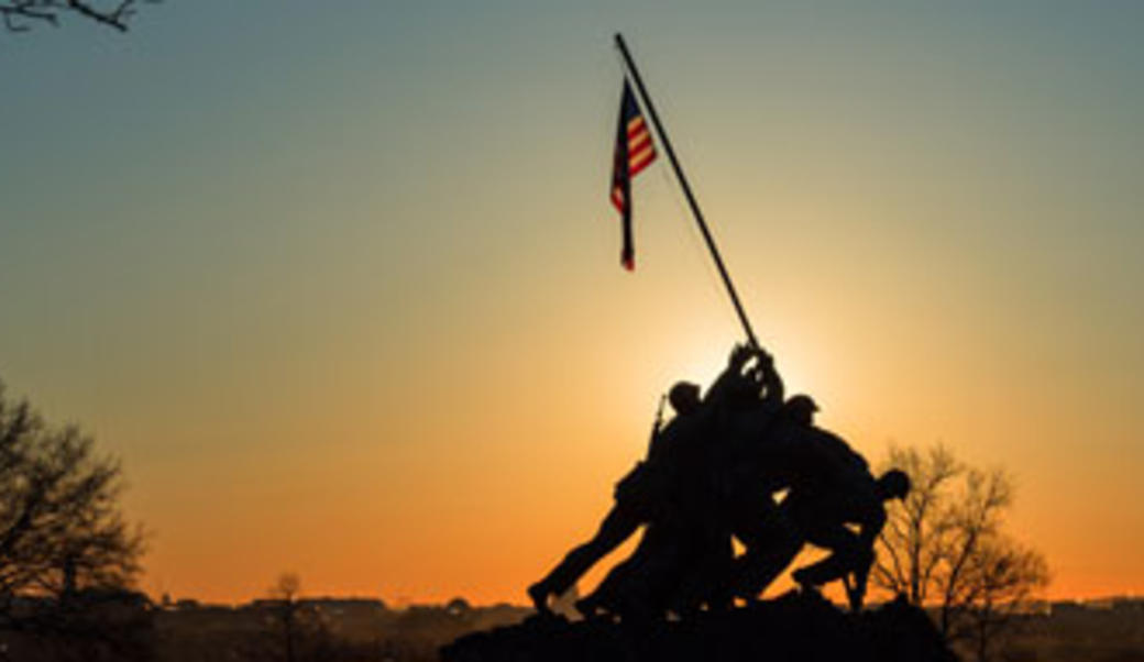 Iwo Jima Memorial at sunrise