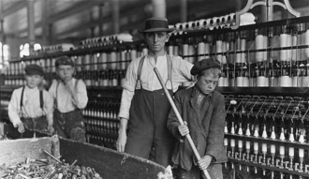 Sweeper and doffer in cotton mill, circa 1908