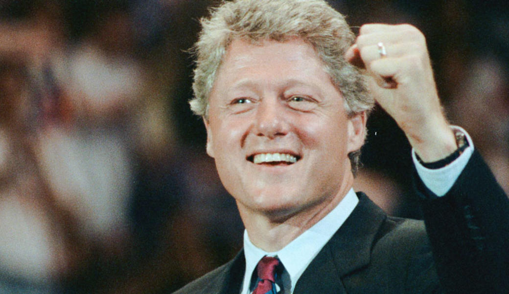 Bill Clinton at a rally at NC State University in Raleigh on October 4, 1992