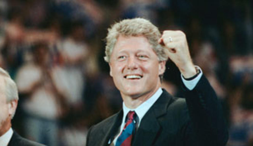 Bill Clinton at a rally at NC State University in Raleigh on October 4, 1992