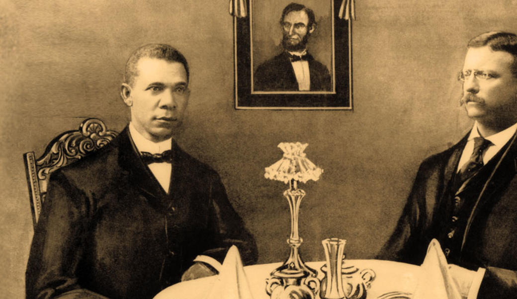 Print showing Booker T. Washington and Theodore Roosevelt