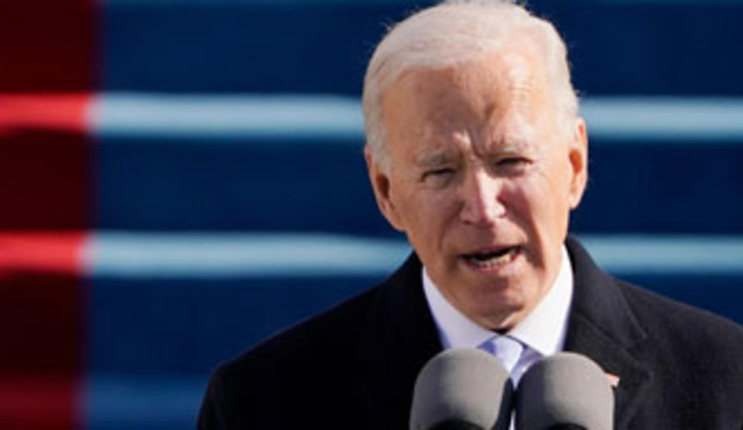 Joe Biden giving inaugural address