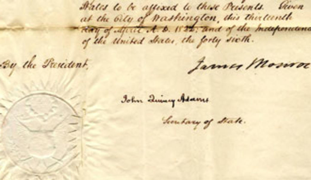 James Monroe's signature on a pardon document