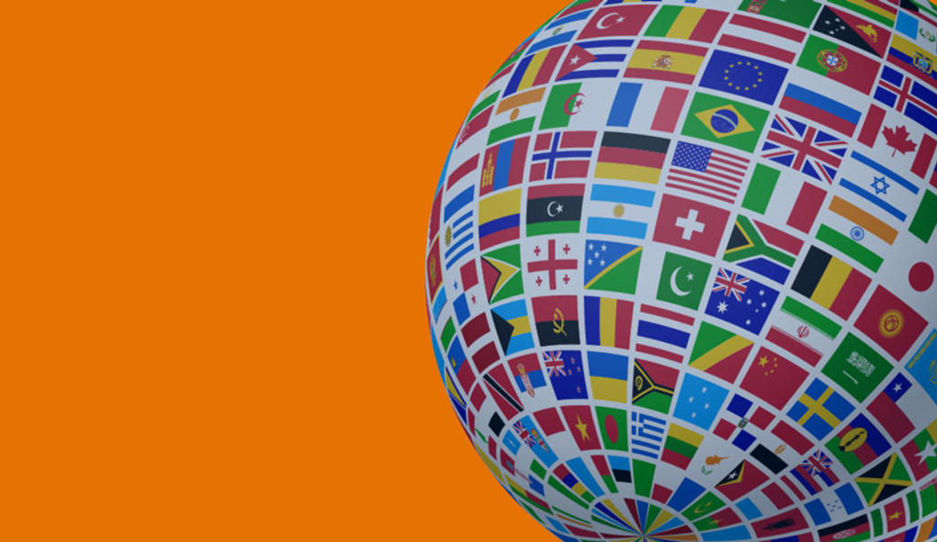 Globe made of flags