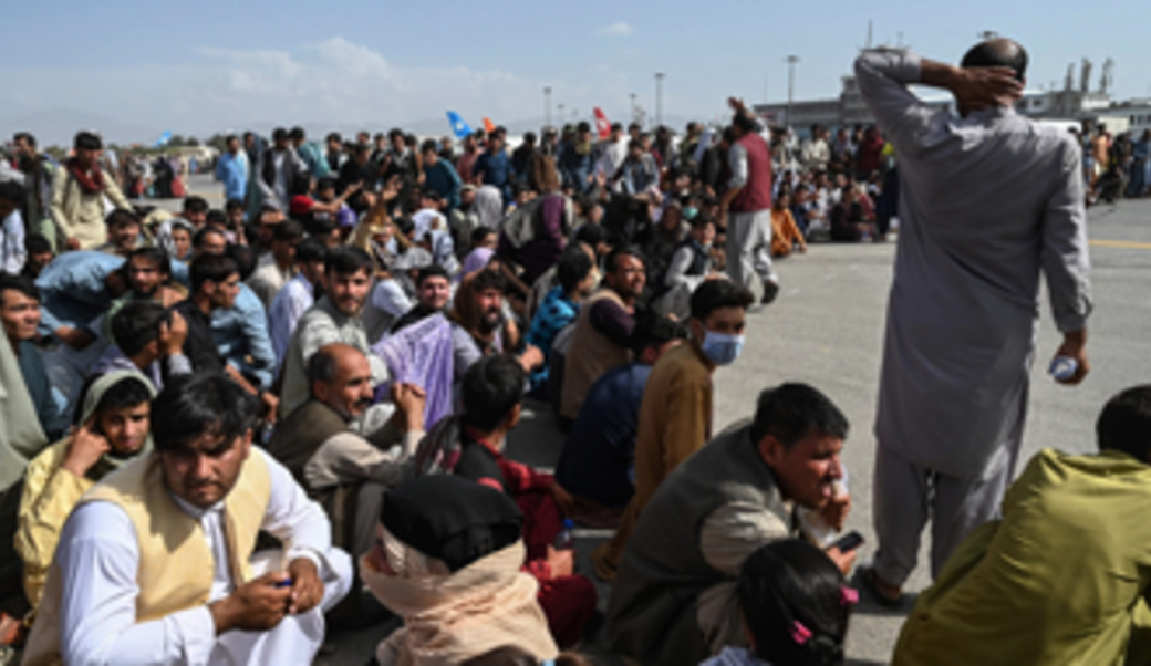 Refugees from Afghanistan waiting to be airlifted out, August 2021