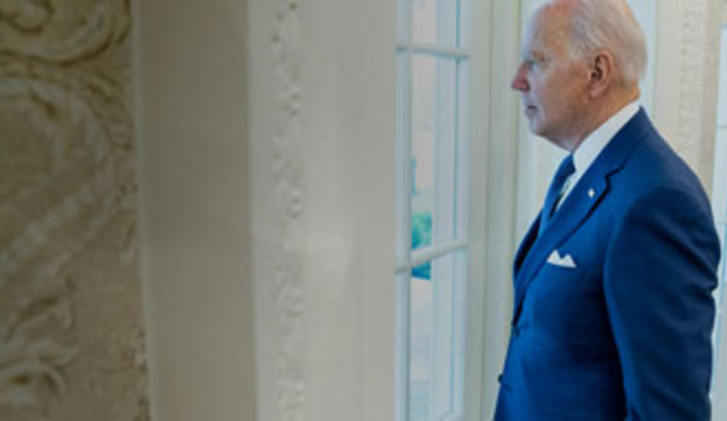 President Biden looks out White House window