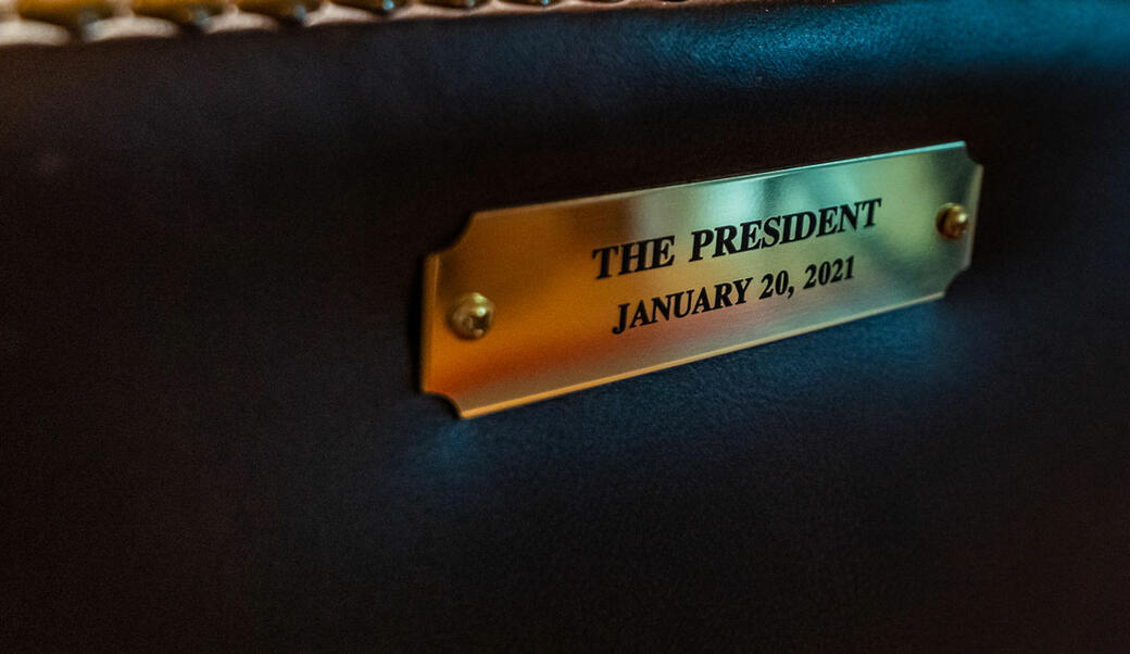 Gold plaque at Biden's inauguration