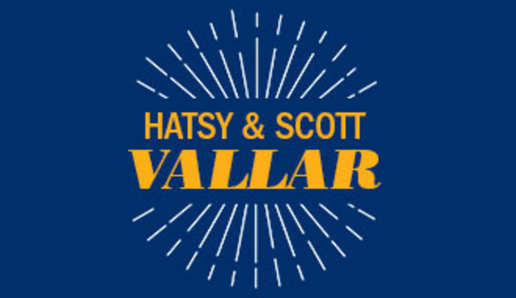 Hatsy & Scott Vallar names on blue background