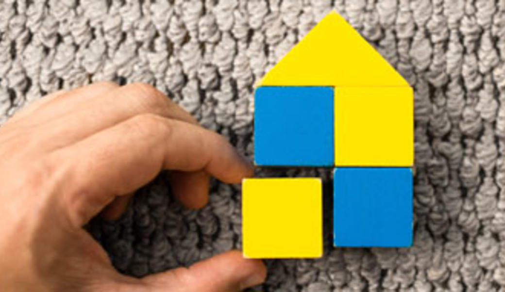 Ukraine colors on child building blocks