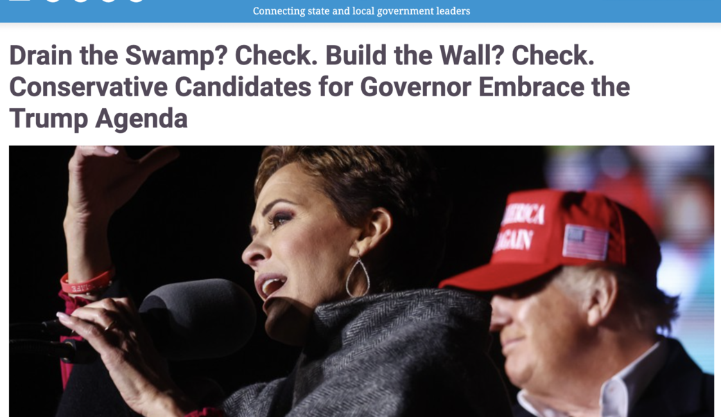 screenshot of Kari Lake and Donald Trump at rally in Arizona January 2022