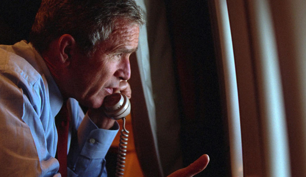George W. Bush on the phone