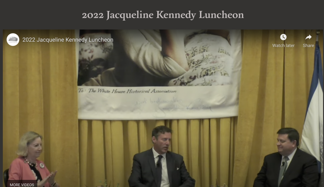 screenshot of Barbara Perry, Mark Updegrove, Stewart McLaurin at 2022 JBK Luncheon