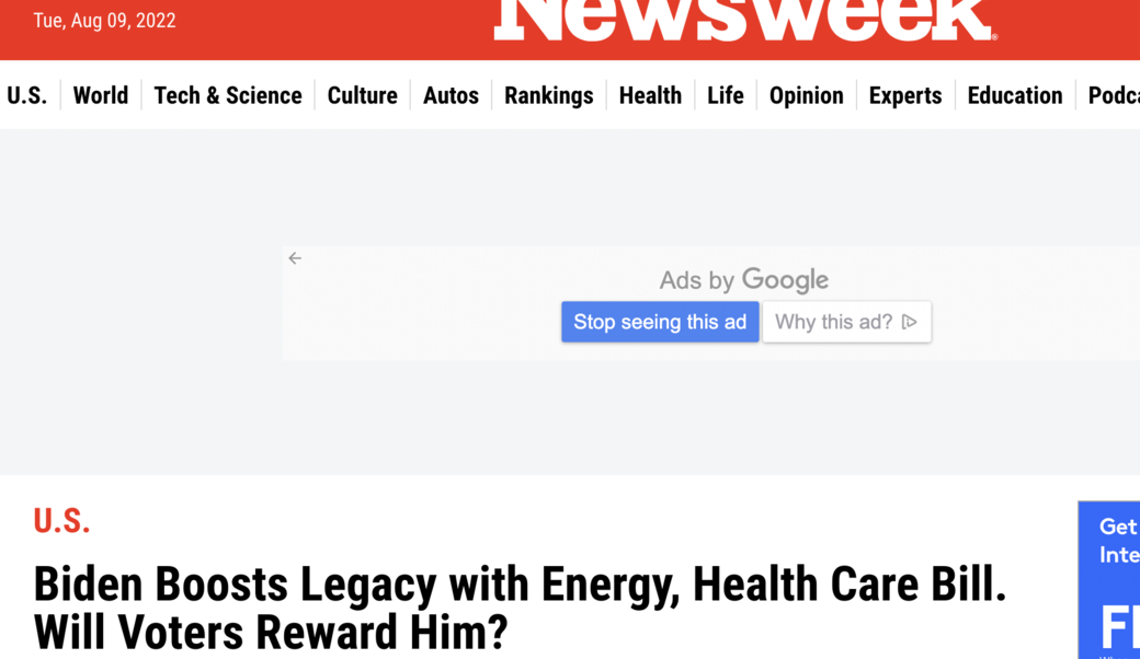 screenshot of Newsweek headline