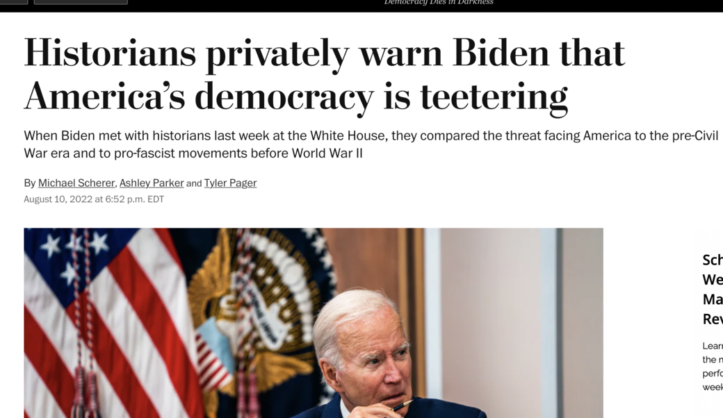 screenshot of Washington Post article headline showing photo of President Biden