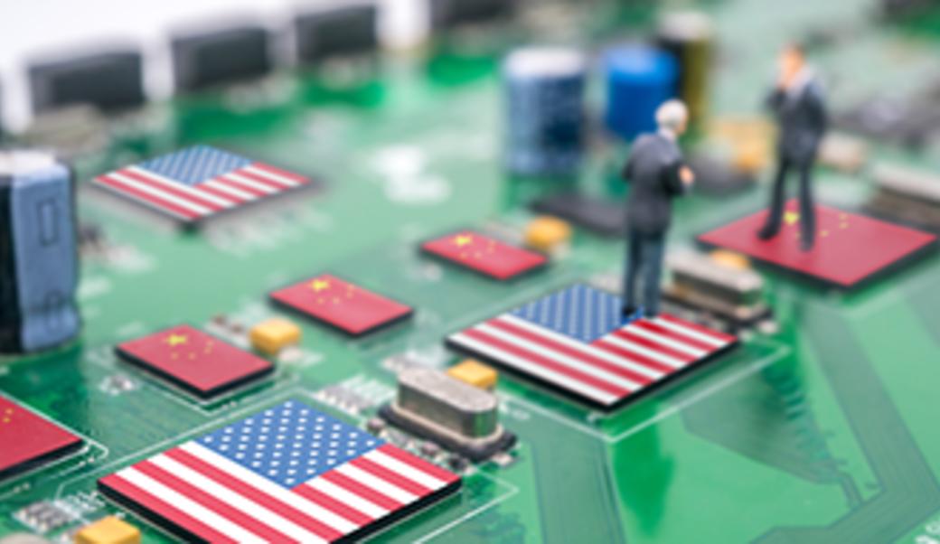 image of US and China flags on computer chips